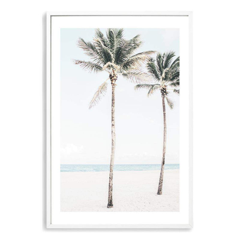 Palm Trees On The Beach-The Paper Tree-america,Art_Prints,Artwork,BEACH,beach entrance,beach path,beach scene,blue,boho,coastal,COASTAL ART,Designer,hamptons,neutral,PALM TREE,palm trees,path to beach,portrait,premium art print,surfers,travel,wall art,Wall_Art,Wall_Art_Prints