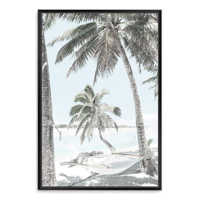 Beach Hammock-The Paper Tree-america,Art_Prints,Artwork,BEACH,beach entrance,beach path,beach scene,blue,boho,coastal,COASTAL ART,Designer,hamptons,neutral,PALM TREE,palm trees,path to beach,portrait,premium art print,surfers,travel,wall art,Wall_Art,Wall_Art_Prints