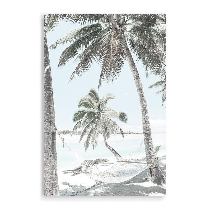 Beach Hammock-The Paper Tree-america,Art_Prints,Artwork,BEACH,beach entrance,beach path,beach scene,blue,boho,coastal,COASTAL ART,Designer,hamptons,neutral,PALM TREE,palm trees,path to beach,portrait,premium art print,surfers,travel,wall art,Wall_Art,Wall_Art_Prints