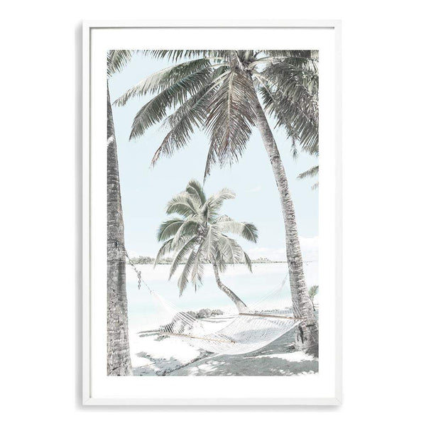 Beach Hammock-The Paper Tree-america,Art_Prints,Artwork,BEACH,beach entrance,beach path,beach scene,blue,boho,coastal,COASTAL ART,Designer,hamptons,neutral,PALM TREE,palm trees,path to beach,portrait,premium art print,surfers,travel,wall art,Wall_Art,Wall_Art_Prints