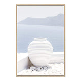 White Urn In Santorini-The Paper Tree-architecture,boho,buildings,city,europe,greece,greek,ocea,oia,portrait,pot,premium art print,santorini,travel,urn,view,wall art,Wall_Art,Wall_Art_Prints,water,white