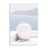 White Urn In Santorini-The Paper Tree-architecture,boho,buildings,city,europe,greece,greek,ocea,oia,portrait,pot,premium art print,santorini,travel,urn,view,wall art,Wall_Art,Wall_Art_Prints,water,white