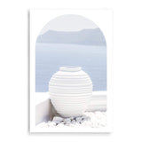 White Urn In Santorini (Arch)-The Paper Tree-architecture,boho,buildings,city,europe,greece,greek,ocea,oia,portrait,pot,premium art print,santorini,travel,urn,view,wall art,Wall_Art,Wall_Art_Prints,water,white