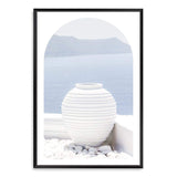 White Urn In Santorini (Arch)-The Paper Tree-architecture,boho,buildings,city,europe,greece,greek,ocea,oia,portrait,pot,premium art print,santorini,travel,urn,view,wall art,Wall_Art,Wall_Art_Prints,water,white