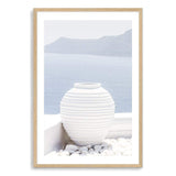 White Urn In Santorini-The Paper Tree-architecture,boho,buildings,city,europe,greece,greek,ocea,oia,portrait,pot,premium art print,santorini,travel,urn,view,wall art,Wall_Art,Wall_Art_Prints,water,white