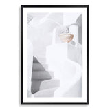 White stairs In Santorini-The Paper Tree-architecture,boho,buildings,city,europe,greece,greek,ocea,oia,portrait,pot,premium art print,santorini,travel,urn,view,wall art,Wall_Art,Wall_Art_Prints,water,white