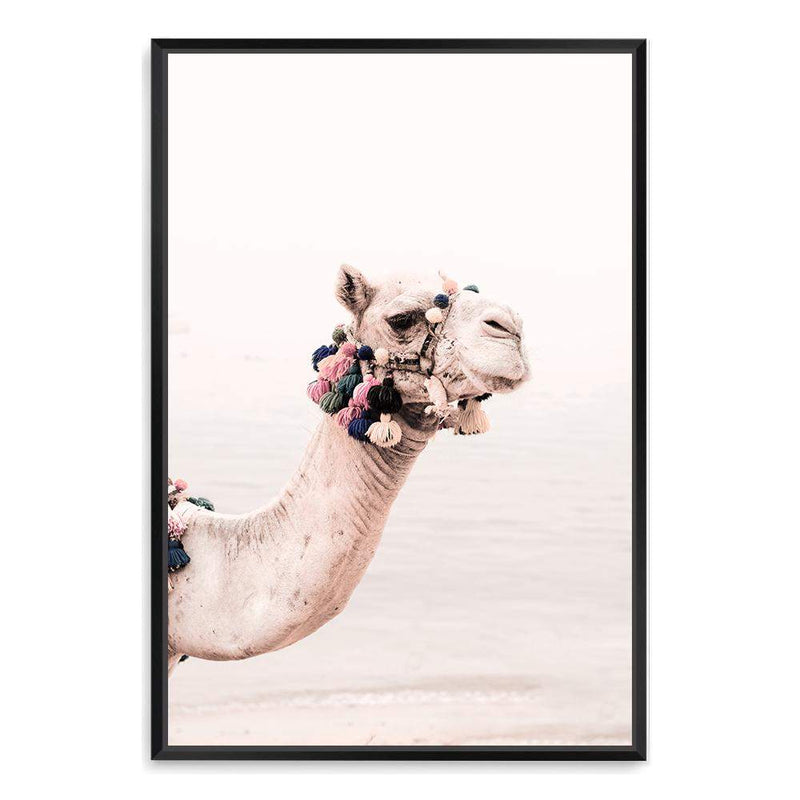 Camel In The Desert-The Paper Tree-Art_Prints,Artwork,boho,camel,desert,Designer,horizon,moroccan,morocco,neutral,pink,portrait,premium art print,wall art,Wall_Art,Wall_Art_Prints