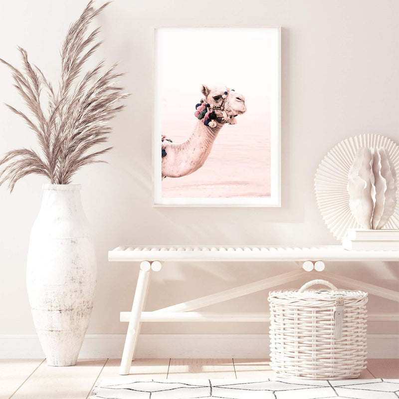 Peach Camel-The Paper Tree-Art_Prints,Artwork,boho,boho camel,camel,desert,Designer,horizon,moroccan,morocco,neutral,peach,pink,portrait,premium art print,wall art,Wall_Art,Wall_Art_Prints