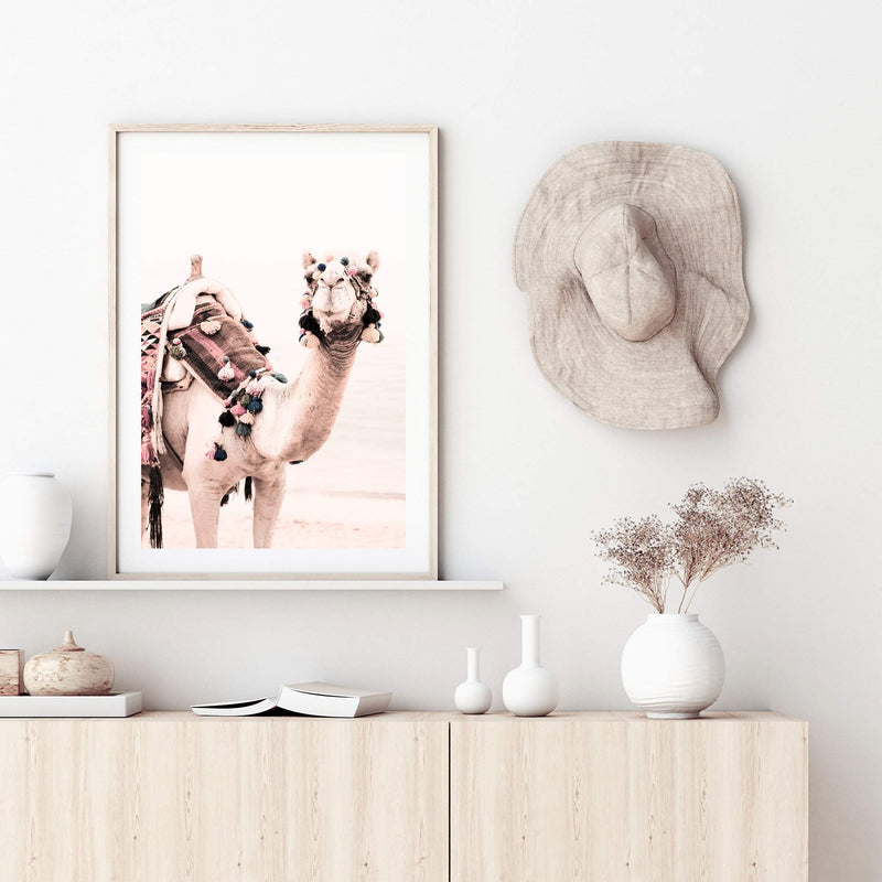 Desert Camel-The Paper Tree-Art_Prints,Artwork,boho,burnt orange,camel,desert,Designer,horizon,moroccan,morocco,neutral,pink,portrait,premium art print,wall art,Wall_Art,Wall_Art_Prints