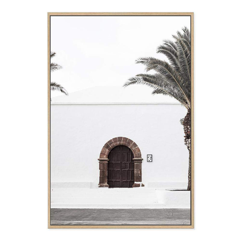 White Spanish Church-The Paper Tree-architecture,boho,building,church,hamptons,neutral,old building,palm,palm tree,portrait,premium art print,spain,spanish,travel,wall art,Wall_Art,Wall_Art_Prints,white