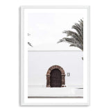 White Spanish Church-The Paper Tree-architecture,boho,building,church,hamptons,neutral,old building,palm,palm tree,portrait,premium art print,spain,spanish,travel,wall art,Wall_Art,Wall_Art_Prints,white