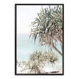 Byron Bay Bliss-The Paper Tree-Art_Prints,Artwork,BEACH,beach entrance,beach path,beach scene,blue,boho,coastal,COASTAL ART,Designer,green,hamptons,PALM TREE,palm trees,pandanus,path to beach,portrait,premium art print,surfers,travel,wall art,Wall_Art,Wall_Art_Prints