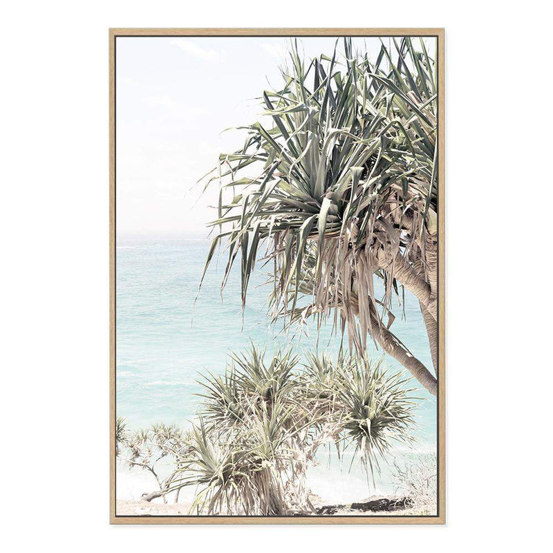 Byron Bay Bliss-The Paper Tree-Art_Prints,Artwork,BEACH,beach entrance,beach path,beach scene,blue,boho,coastal,COASTAL ART,Designer,green,hamptons,PALM TREE,palm trees,pandanus,path to beach,portrait,premium art print,surfers,travel,wall art,Wall_Art,Wall_Art_Prints