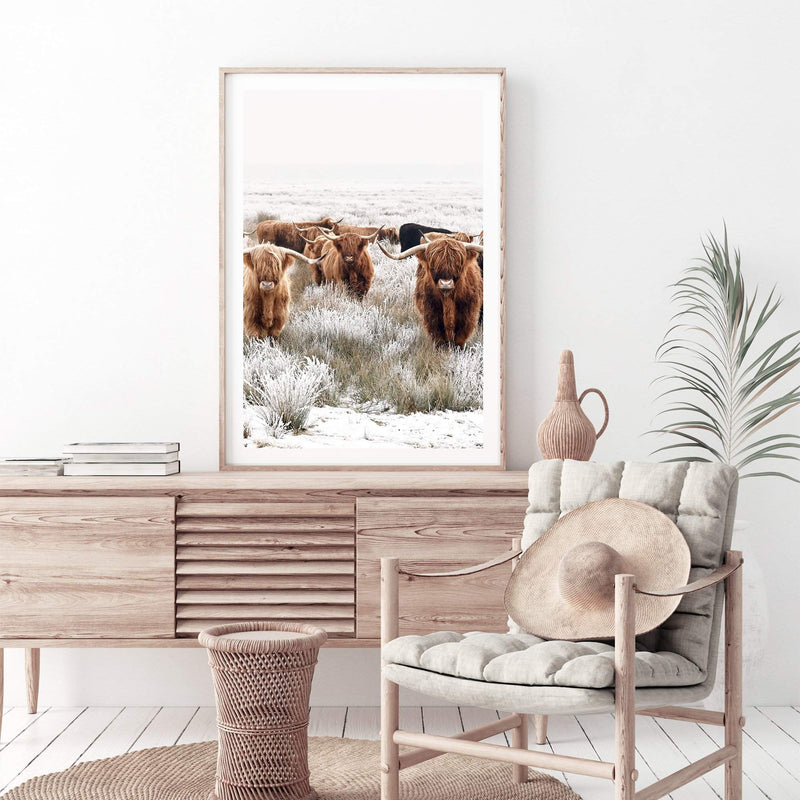 Highland Cattle Herd-The Paper Tree-Artwork,bohemian,boho,CATTLE,framed,framed print,herd,highland bull,highland cattle,highland cow,landscape,nature,premium art print,TAN,wall art,Wall_Art,Wall_Art_Prints