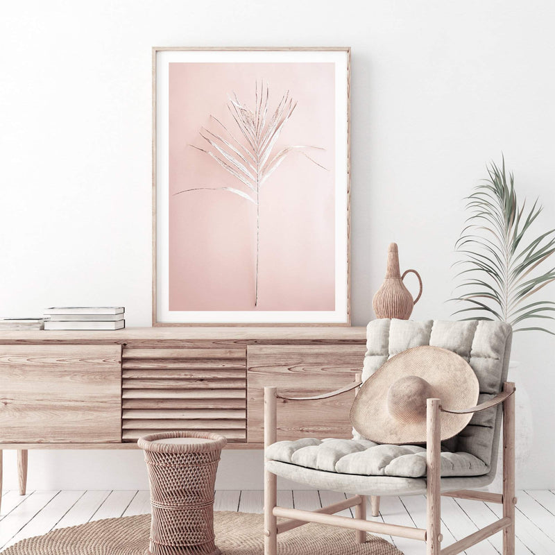 Blush Boho Palm Leaf-The Paper Tree-blush,bohemian,boho,dried,dried palm,earthy,neutral,original,palm frond,palm leaf,peach,pink,portrait,premium art print,scandi,wall art,Wall_Art,Wall_Art_Prints