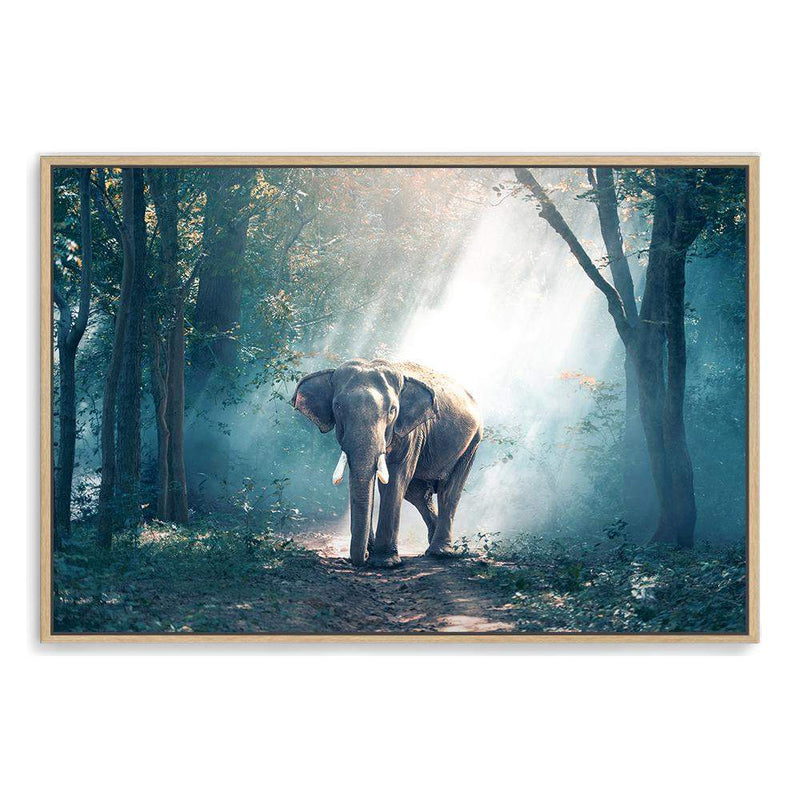 Elephant In The Jungle-The Paper Tree-animal,asia,elephant,elephants,forest,green,jungle,nature,portrait,premium art print,teal,wall art,Wall_Art,Wall_Art_Prints