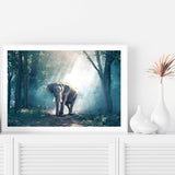 Elephant In The Jungle-The Paper Tree-animal,asia,elephant,elephants,forest,green,jungle,nature,portrait,premium art print,teal,wall art,Wall_Art,Wall_Art_Prints