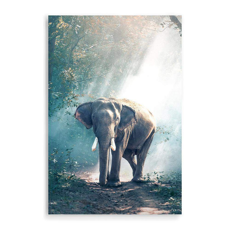 Jungle Elephant-The Paper Tree-animal,asia,elephant,elephants,forest,green,jungle,nature,portrait,premium art print,teal,wall art,Wall_Art,Wall_Art_Prints