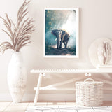 Jungle Elephant-The Paper Tree-animal,asia,elephant,elephants,forest,green,jungle,nature,portrait,premium art print,teal,wall art,Wall_Art,Wall_Art_Prints