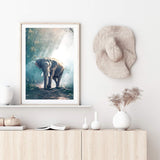 Jungle Elephant-The Paper Tree-animal,asia,elephant,elephants,forest,green,jungle,nature,portrait,premium art print,teal,wall art,Wall_Art,Wall_Art_Prints