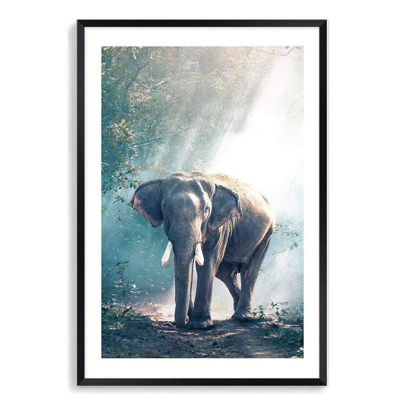 Jungle Elephant-The Paper Tree-animal,asia,elephant,elephants,forest,green,jungle,nature,portrait,premium art print,teal,wall art,Wall_Art,Wall_Art_Prints