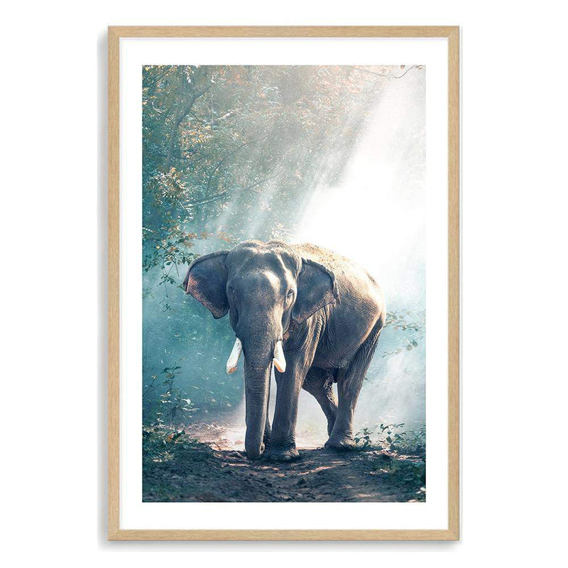 Jungle Elephant-The Paper Tree-animal,asia,elephant,elephants,forest,green,jungle,nature,portrait,premium art print,teal,wall art,Wall_Art,Wall_Art_Prints