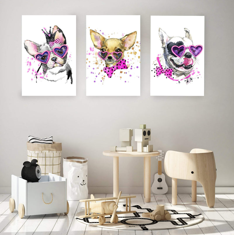 Watercolour Princess Pooches III-The Paper Tree-animal,Artwork,bulldog,dog,english bulldog,nursery,pink,pooch,portrait,premium art print,wall art,Wall_Art,Wall_Art_Prints,watercolor,Watercolour,watercolour art print,watercolour artwork,Watercolour_Animals