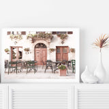 Tuscan Cafe-The Paper Tree-arch,architecture,boho,cafe,italian,Italy,landscape,neutral,peach,premium art print,romantic,tan,tuscan,tuscany,villa,wall art,Wall_Art,Wall_Art_Prints