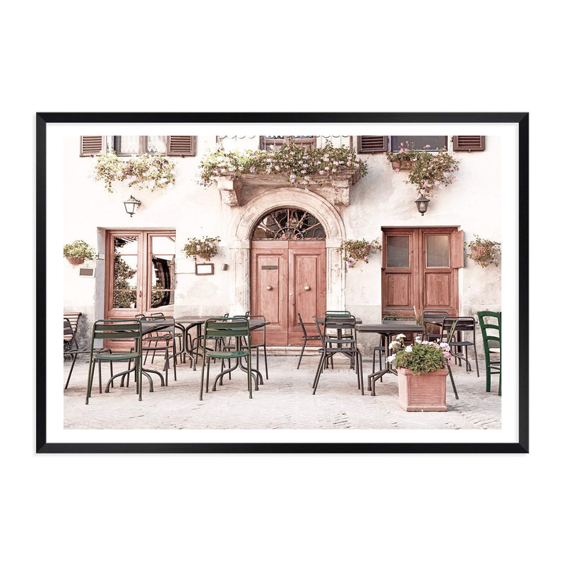 Tuscan Cafe-The Paper Tree-arch,architecture,boho,cafe,italian,Italy,landscape,neutral,peach,premium art print,romantic,tan,tuscan,tuscany,villa,wall art,Wall_Art,Wall_Art_Prints