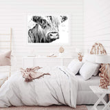 Henderson The Highland Cow II-The Paper Tree-animal,black & white,BLACK AND WHITE,bull,cattle,cow,henderson,highland bull,highland cattle,highland cow,landscape,monochrome,nature,premium art print,wall art,Wall_Art,Wall_Art_Prints