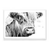 Henderson The Highland Cow II-The Paper Tree-animal,black & white,BLACK AND WHITE,bull,cattle,cow,henderson,highland bull,highland cattle,highland cow,landscape,monochrome,nature,premium art print,wall art,Wall_Art,Wall_Art_Prints