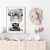 Highland Cow Portrait II-The Paper Tree-Artwork,black & white,BLACK AND WHITE,bohemian,boho,CATTLE,framed,framed print,herd,highland bull,highland cattle,highland cow,monochrome,nature,portrait,premium art print,wall art,Wall_Art,Wall_Art_Prints