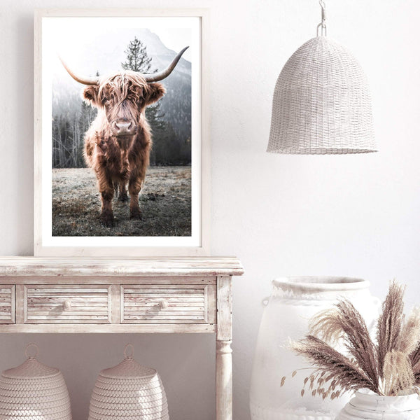 Humphry The Highland Cow-The Paper Tree-Artwork,bohemian,boho,highland bull,highland cattle,highland cow,nature,portrait,premium art print,TAN,wall art,Wall_Art,Wall_Art_Prints