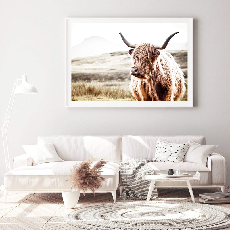 Hamish The Highland Cow-The Paper Tree-bull,cattle,cow,highland,highland bull,highland cattle,highland cow,landscape,nature,premium art print,TAN,wall art,Wall_Art,Wall_Art_Prints