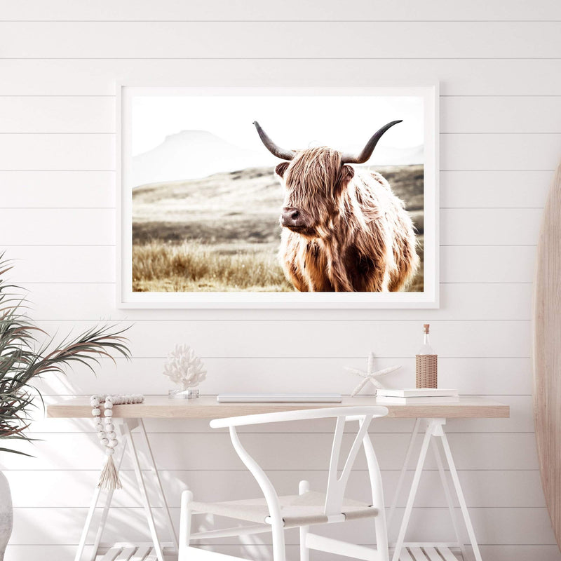 Hamish The Highland Cow-The Paper Tree-bull,cattle,cow,highland,highland bull,highland cattle,highland cow,landscape,nature,premium art print,TAN,wall art,Wall_Art,Wall_Art_Prints