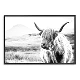 Hamish The Highland Cow II-The Paper Tree-black & white,BLACK AND WHITE,bull,cattle,cow,highland,highland bull,highland cattle,highland cow,landscape,monochrome,nature,premium art print,wall art,Wall_Art,Wall_Art_Prints