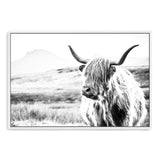 Hamish The Highland Cow II-The Paper Tree-black & white,BLACK AND WHITE,bull,cattle,cow,highland,highland bull,highland cattle,highland cow,landscape,monochrome,nature,premium art print,wall art,Wall_Art,Wall_Art_Prints