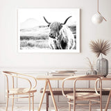 Hamish The Highland Cow II-The Paper Tree-black & white,BLACK AND WHITE,bull,cattle,cow,highland,highland bull,highland cattle,highland cow,landscape,monochrome,nature,premium art print,wall art,Wall_Art,Wall_Art_Prints