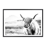 Hamish The Highland Cow II-The Paper Tree-black & white,BLACK AND WHITE,bull,cattle,cow,highland,highland bull,highland cattle,highland cow,landscape,monochrome,nature,premium art print,wall art,Wall_Art,Wall_Art_Prints