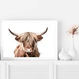 Harper The Highland Cow-The Paper Tree-animal,bull,cattle,cow,harper,highland bull,highland cattle,highland cow,landscape,nature,orange,premium art print,TAN,wall art,Wall_Art,Wall_Art_Prints