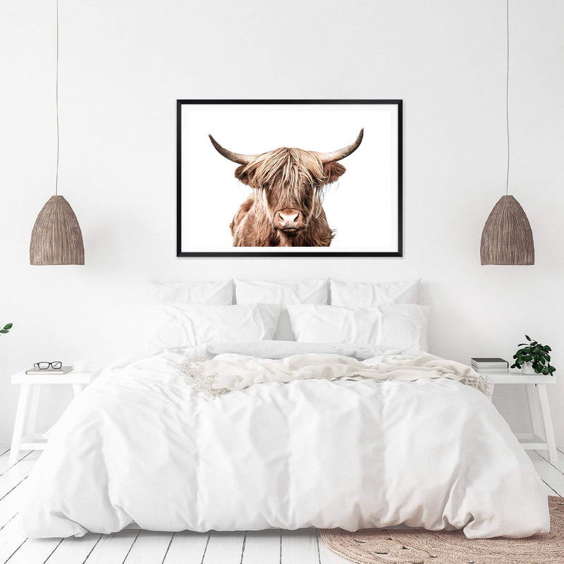 Harper The Highland Cow-The Paper Tree-animal,bull,cattle,cow,harper,highland bull,highland cattle,highland cow,landscape,nature,orange,premium art print,TAN,wall art,Wall_Art,Wall_Art_Prints