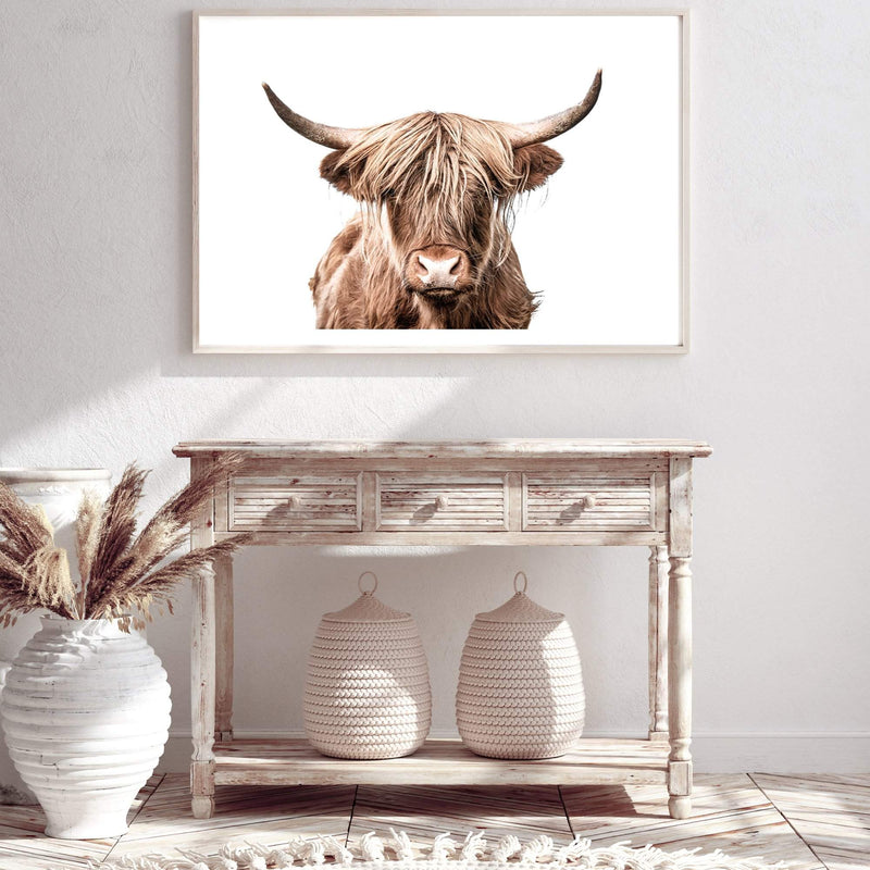 Harper The Highland Cow-The Paper Tree-animal,bull,cattle,cow,harper,highland bull,highland cattle,highland cow,landscape,nature,orange,premium art print,TAN,wall art,Wall_Art,Wall_Art_Prints