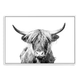 Harper The Highland Cow II-The Paper Tree-animal,black & white,bull,cattle,cow,harper,highland bull,highland cattle,highland cow,landscape,monochrome,nature,premium art print,wall art,Wall_Art,Wall_Art_Prints