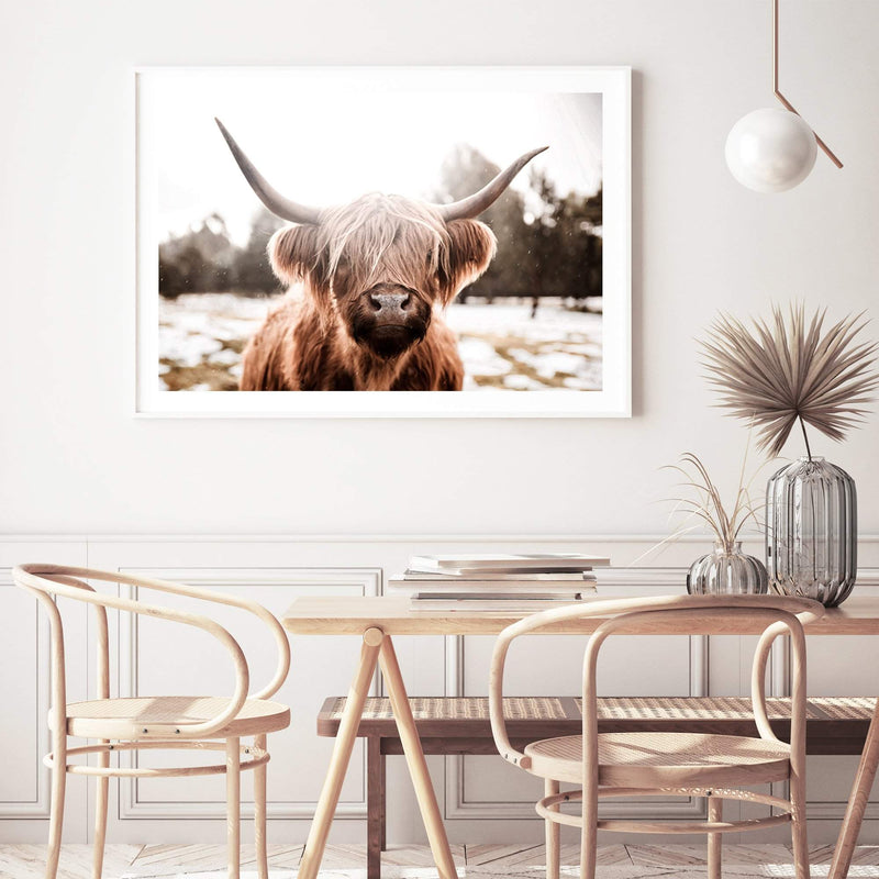 Hudson The Highland Cow-The Paper Tree-animal,boho,bull,cattle,cow,highland bull,highland cattle,highland cow,hudson,landscape,nature,premium art print,TAN,wall art,Wall_Art,Wall_Art_Prints