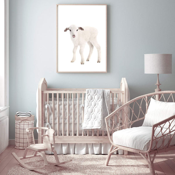 Baby Lamb-The Paper Tree-animal,Artwork,baby,cute,kids room,kids wall art,lamb,neutral,nursery,nursery decor,portrait,premium art print,wall art,Wall_Art,Wall_Art_Prints,white