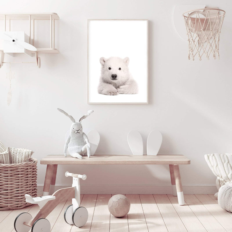 Baby Polar Bear-The Paper Tree-animal,Artwork,baby,bear,cute,kids room,kids wall art,neutral,nursery,nursery decor,polar bear,portrait,premium art print,wall art,Wall_Art,Wall_Art_Prints,white