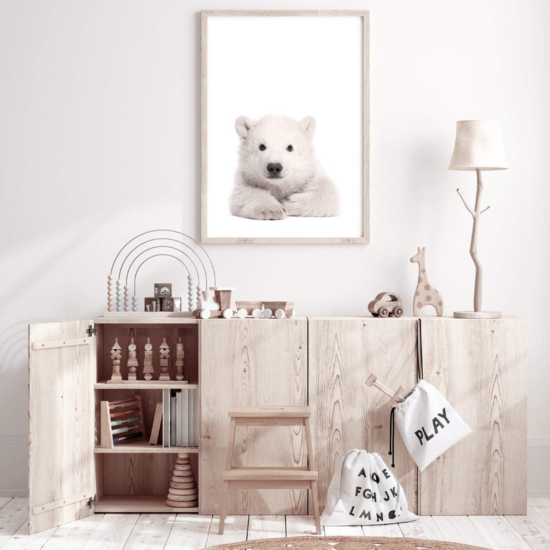 Baby Polar Bear-The Paper Tree-animal,Artwork,baby,bear,cute,kids room,kids wall art,neutral,nursery,nursery decor,polar bear,portrait,premium art print,wall art,Wall_Art,Wall_Art_Prints,white