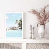 Island Paradise-The Paper Tree-Art_Prints,Artwork,BEACH,beach entrance,beach scene,boho,coastal,COASTAL ART,Designer,hamptons,hut,island,PALM TREE,palm trees,paradise,portrait,premium art print,teal,tropical,wall art,Wall_Art,Wall_Art_Prints