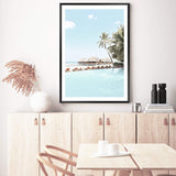 Island Paradise-The Paper Tree-Art_Prints,Artwork,BEACH,beach entrance,beach scene,boho,coastal,COASTAL ART,Designer,hamptons,hut,island,PALM TREE,palm trees,paradise,portrait,premium art print,teal,tropical,wall art,Wall_Art,Wall_Art_Prints