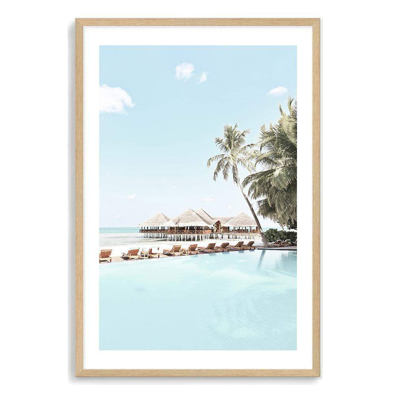 Island Paradise-The Paper Tree-Art_Prints,Artwork,BEACH,beach entrance,beach scene,boho,coastal,COASTAL ART,Designer,hamptons,hut,island,PALM TREE,palm trees,paradise,portrait,premium art print,teal,tropical,wall art,Wall_Art,Wall_Art_Prints